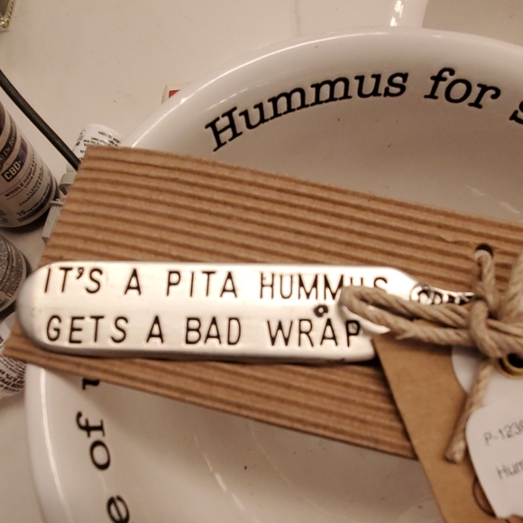 Frontgate hummus Bowl with silver spoon plus - Picture 2 of 2